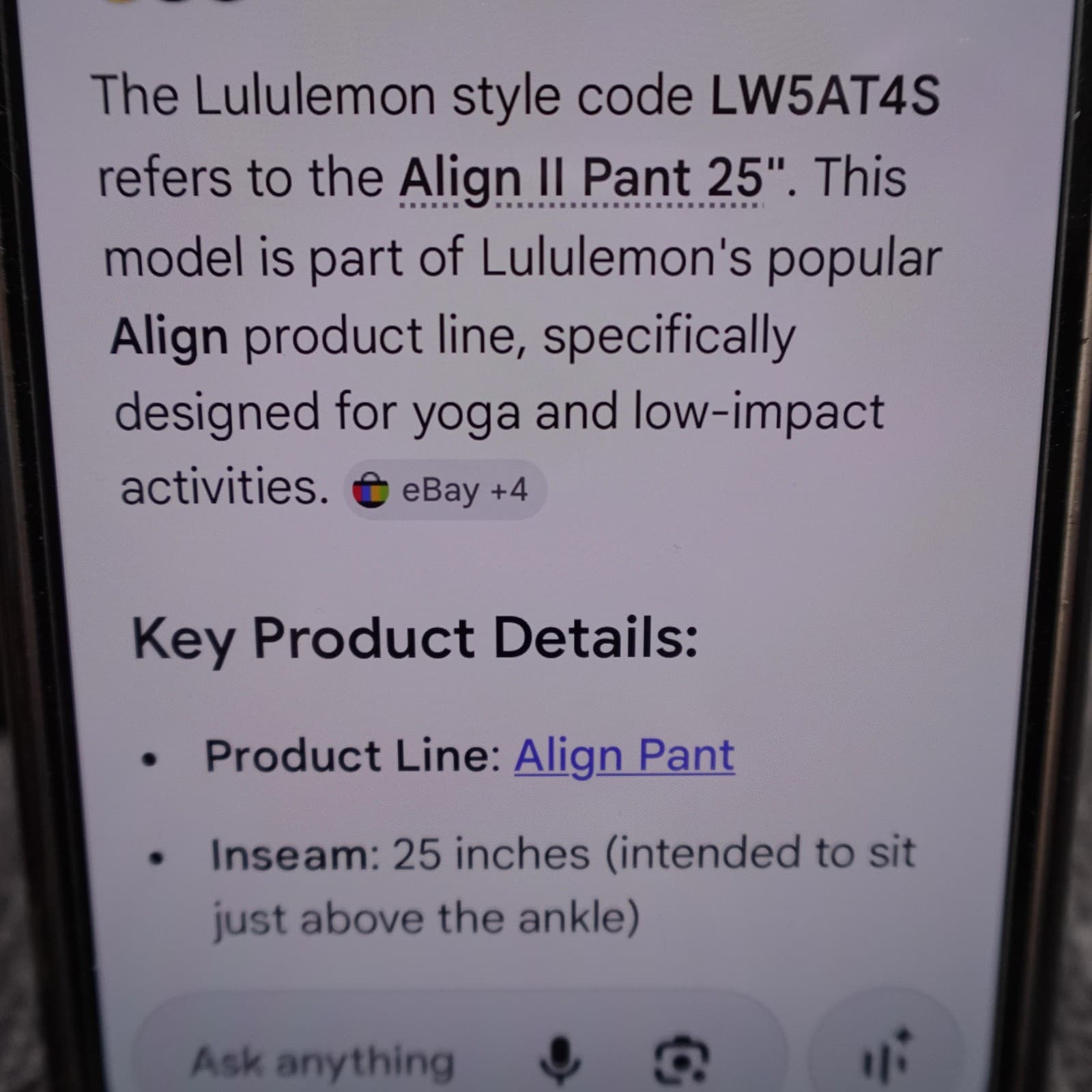 Lululemon Leggings Womens 6 Red Flecked Align Pant II 25 High Rise Ankle Yoga - Thumbnail 9