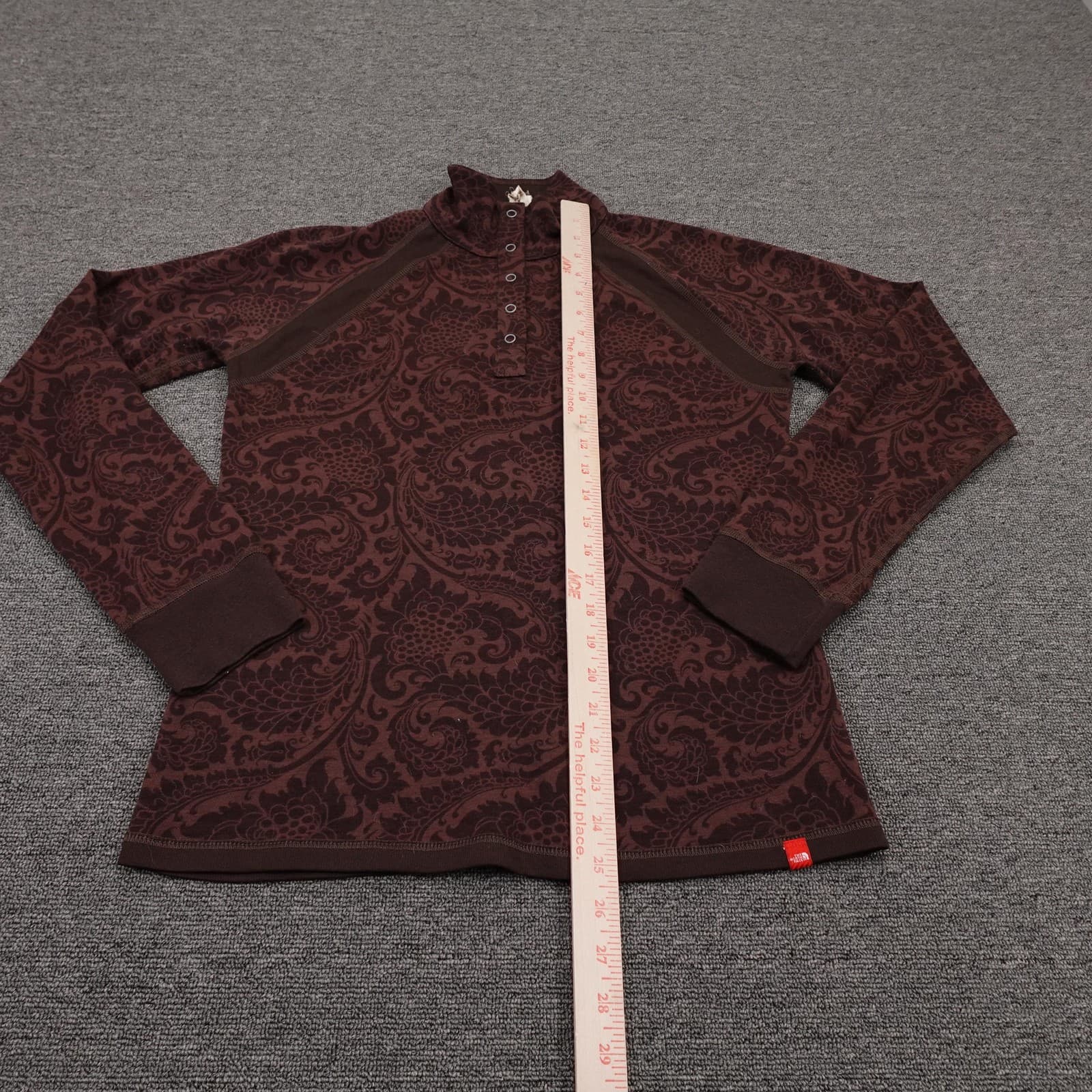 Vintage The North Face Pullover Womens Large Brown Paisley Thermal Henley Y2K - Thumbnail 6