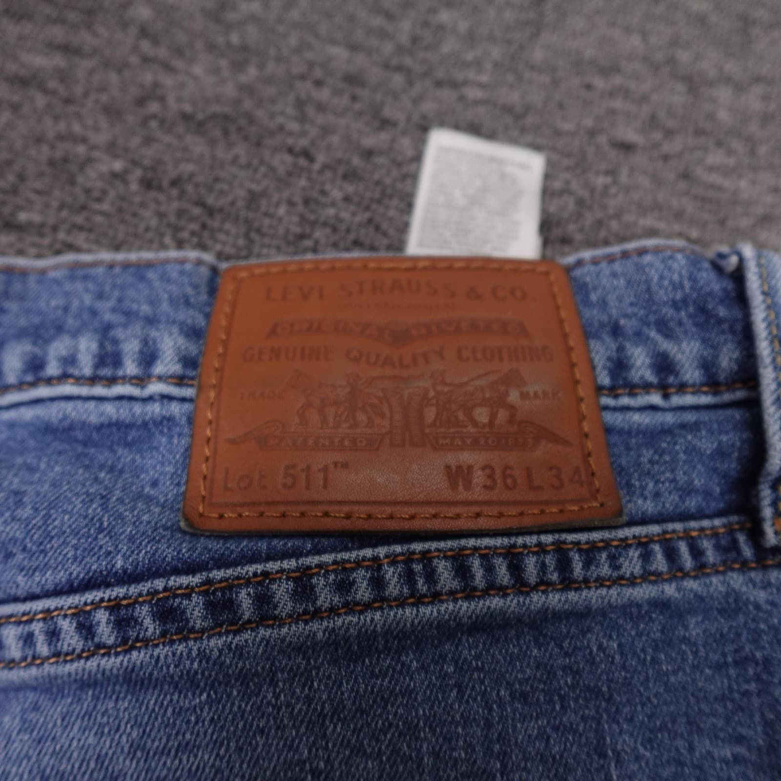 Levi's 511 Jeans Mens 36x34 Blue Medium Wash Slim Straight Denim Casual Pants - Thumbnail 5