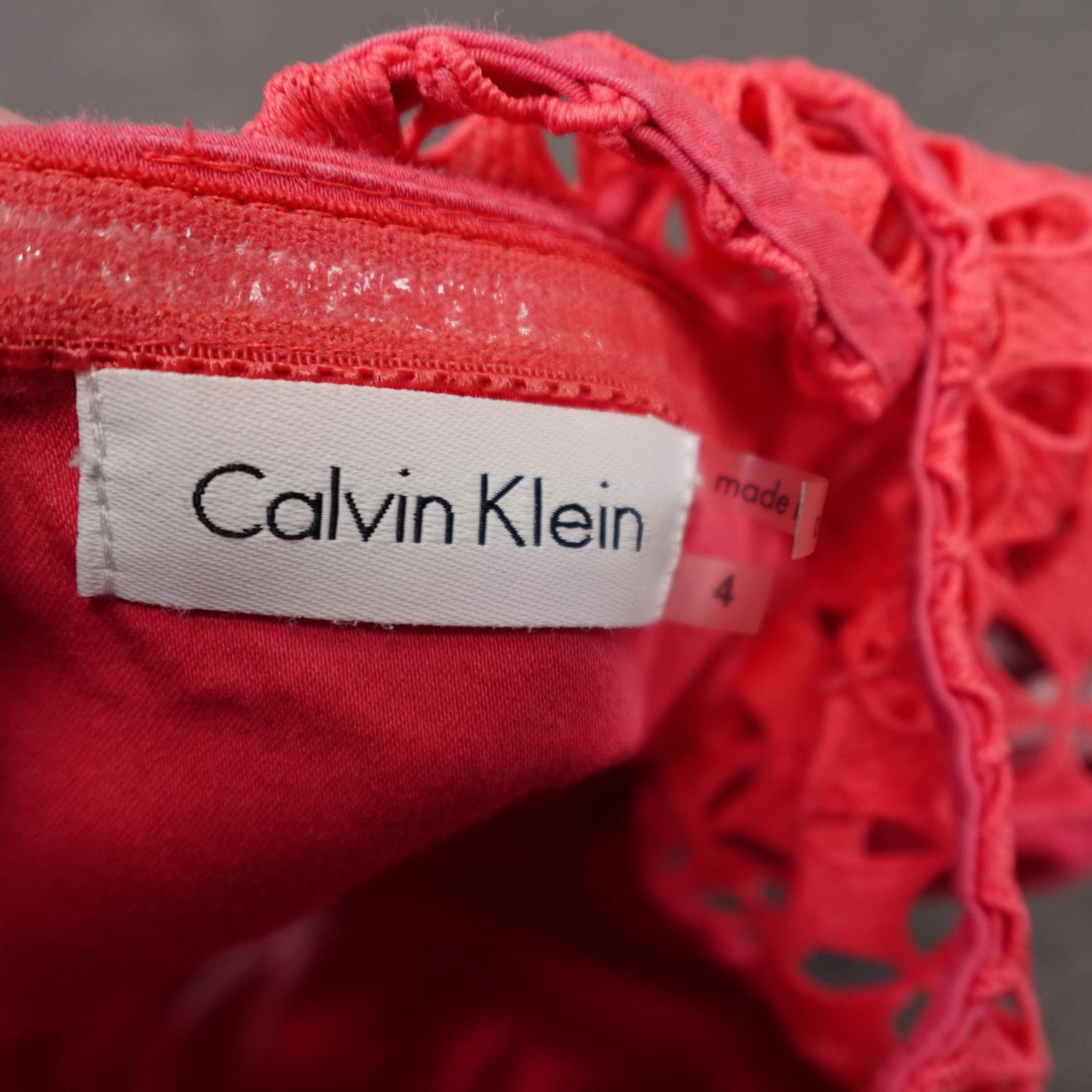 Calvin Klein Dress Womens 4 Pink Lace Sleeveless Fit & Flare Knee Length Party - Thumbnail 8