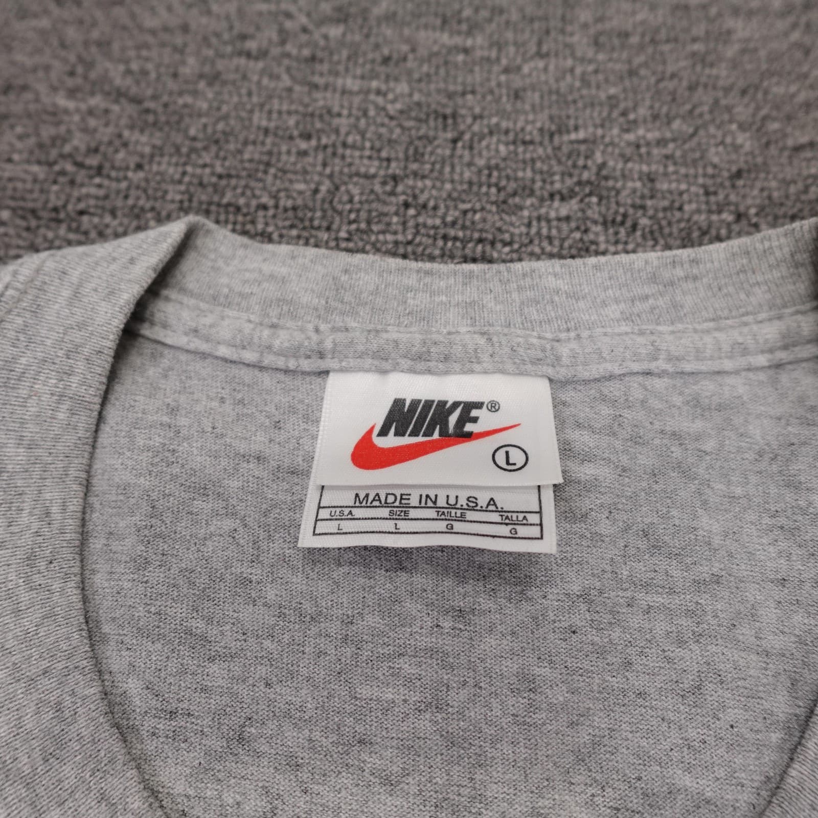 Vintage Nike Shirt Mens Large Gray Center Swoosh Logo Tee Athletic Made USA 90s - Thumbnail 3