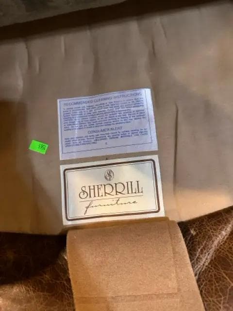 Sherrill English Leather Upholstered Wingback Chair - Thumbnail 3