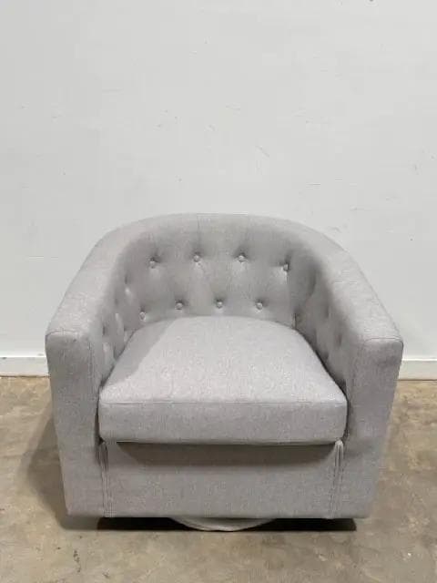 Grey Tufted Swivel Chair