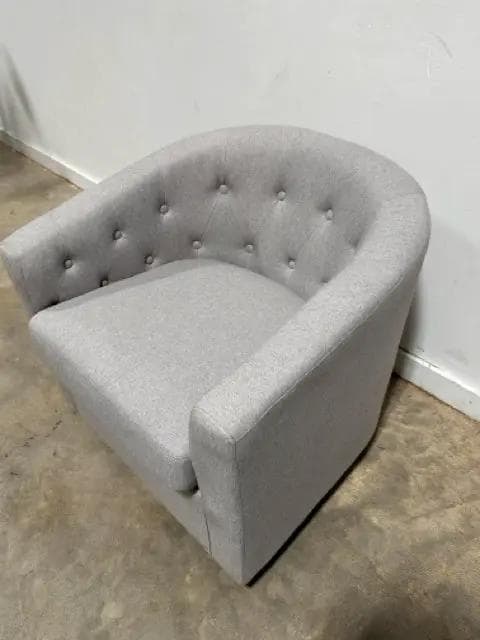 Grey Tufted Swivel Chair - Thumbnail 2