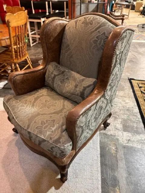 Sherrill English Leather Upholstered Wingback Chair