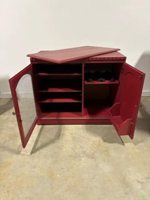 Red Wooden Swivel Media Cabinet - Thumbnail 2