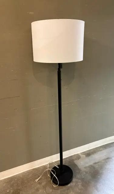 Black Adjustable Floor Lamp With White Shade