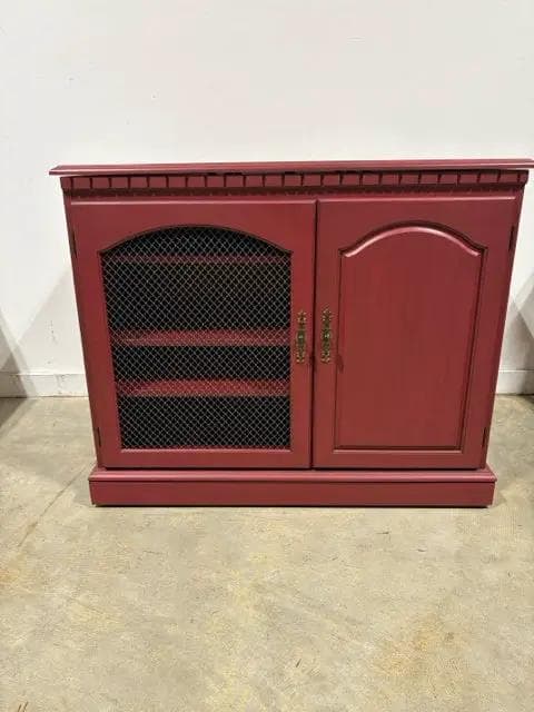 Red Wooden Swivel Media Cabinet