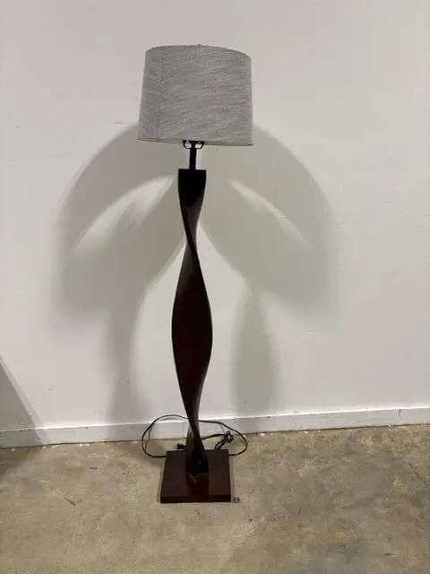 Twisted Base Floor Lamp with Grey Shade