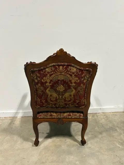 Louis XV Style Armchair In Red And Gold - Thumbnail 3