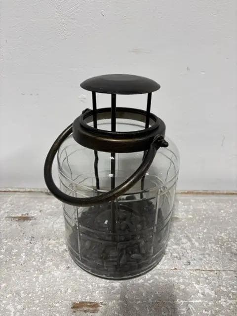 Small Metal And Glass Lantern Candleholder