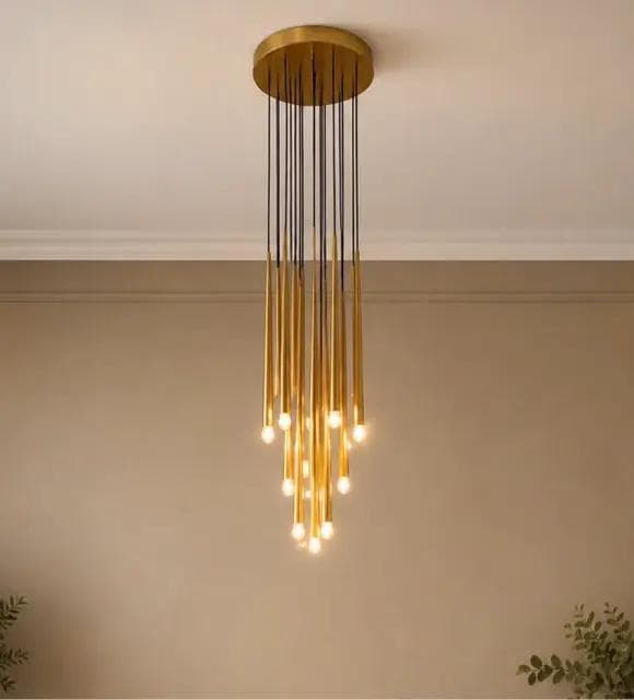 Gold 12 Light Cluster Hanging Pendant Light Fixture