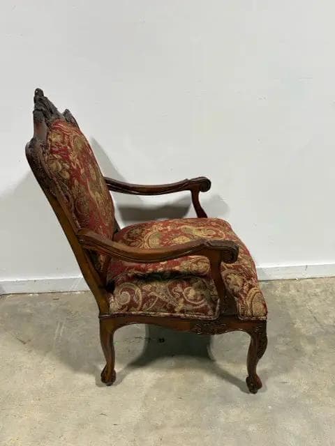 Louis XV Style Armchair In Red And Gold - Thumbnail 2