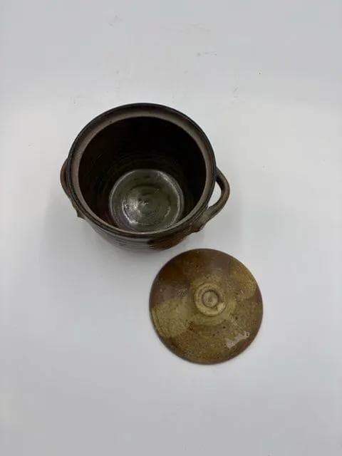 Brown Ceramic Pot With Lid - Thumbnail 2
