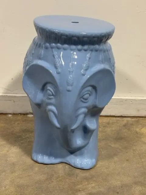 Blue Elephant Ceramic Stool