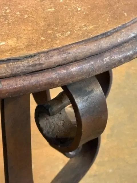Stone Top Wrought Iron Scroll Base Entry Table - Thumbnail 3