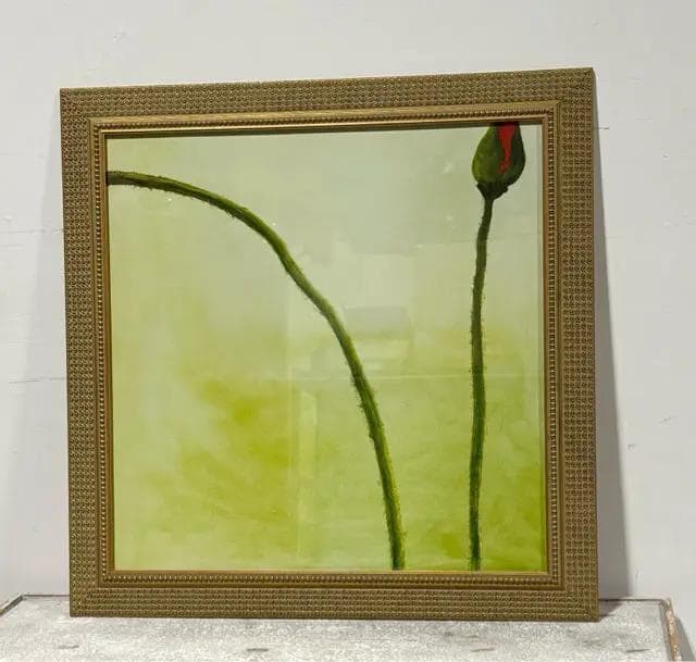 Single Stem Rose Print In Gold Frame Wall Art