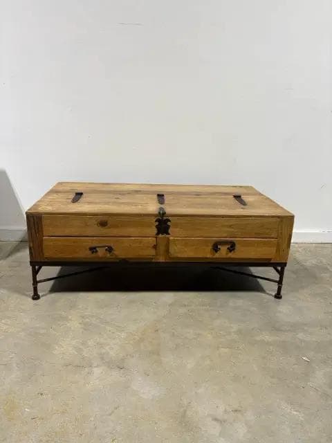 Rustic Kine 2 Drawer Coffee Table With Metal Detail