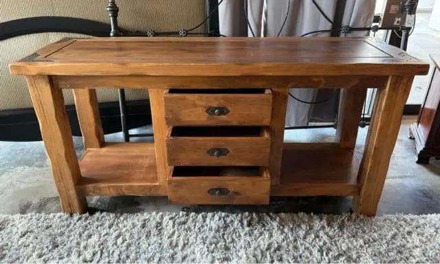 Southwestern 3 Drawer Wooden Sofa Table - Thumbnail 2