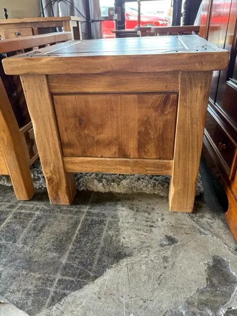 Southwestern Wooden End Table With Drawer And Tray - Thumbnail 3