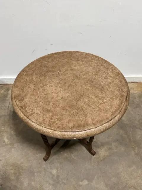 Twisted Wrought Iron Base End Table With Stone Top - Thumbnail 3