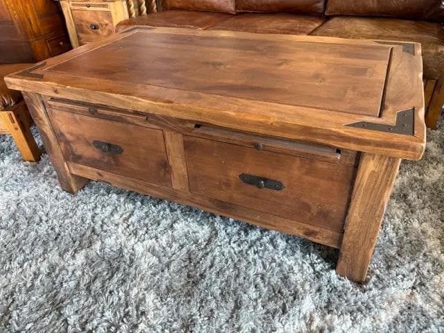 Southwestern Wooden 2 Drawer/4 Tray Coffee Table
