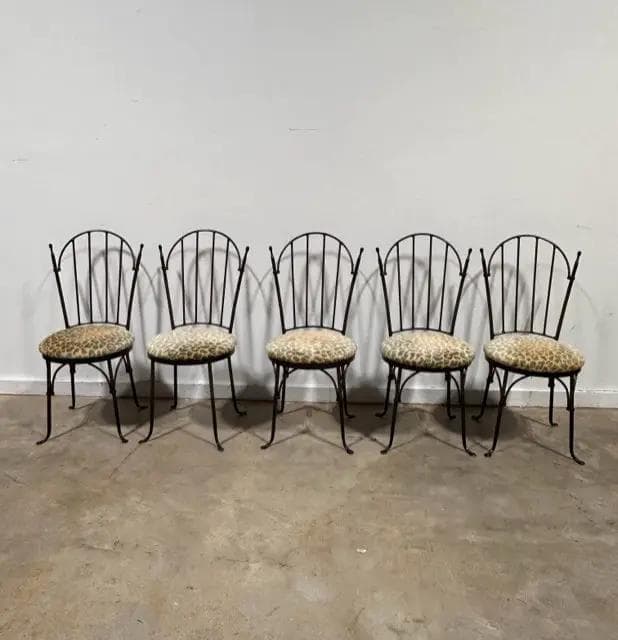 Set Of 5 "Hearthstone Enterprise" Metal Arch Back Dining Chairs