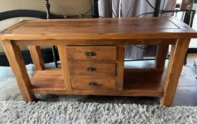 Southwestern 3 Drawer Wooden Sofa Table