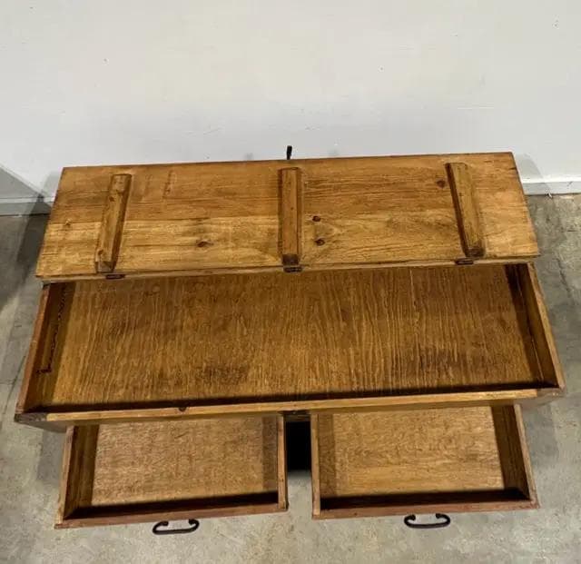 Rustic Kine 2 Drawer Coffee Table With Metal Detail - Thumbnail 3