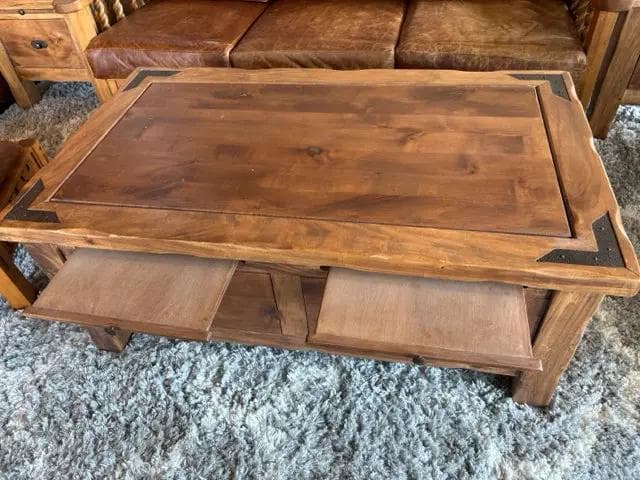 Southwestern Wooden 2 Drawer/4 Tray Coffee Table - Thumbnail 2