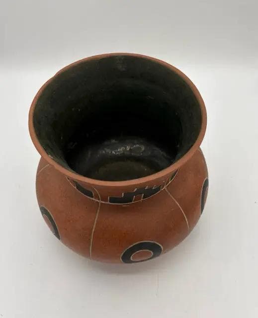 Vintage Terracotta Art Vase By Leopoldo De Mexico - Thumbnail 2