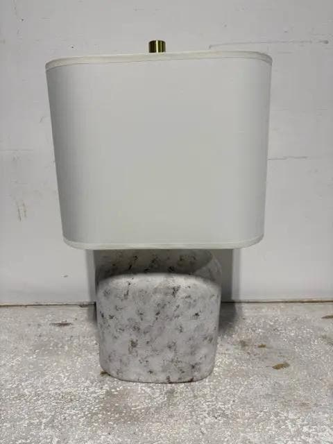 White Distressed Textured Finish Table Lamp With White Shade