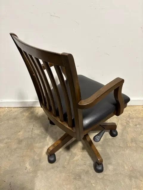 Dark Oak Adjustable Swivel Office Chair - Thumbnail 2
