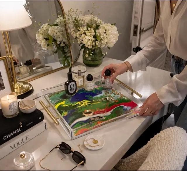 Abstract Acrylic Serving Tray Contemporary 9x9 - Thumbnail 2