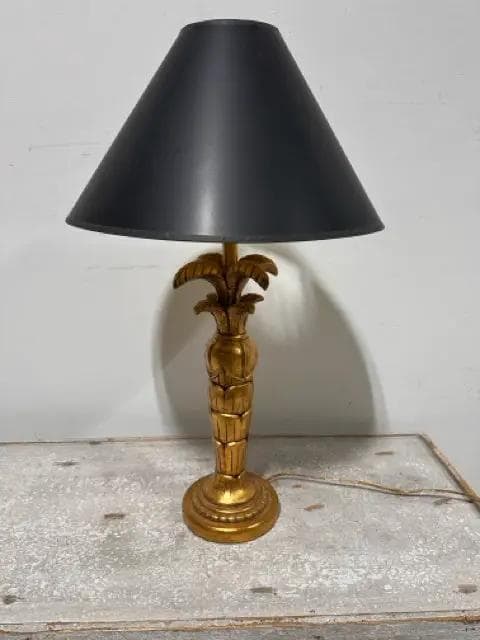 Palm Tree Base Table Lamp with Black Shade