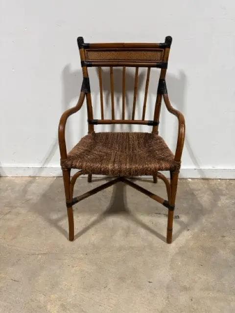 Bamboo Arm Chair with Wicker Seat