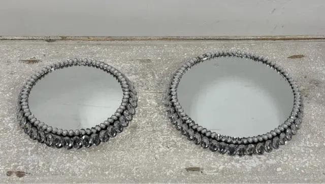 Set Of 2 Round Mirrors With Rhinestones