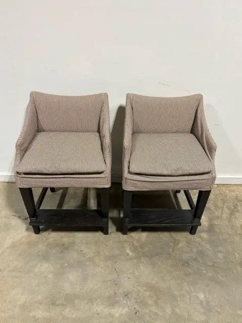Lee Industries Set of 2 Linen Counter Height Stools - Thumbnail 2