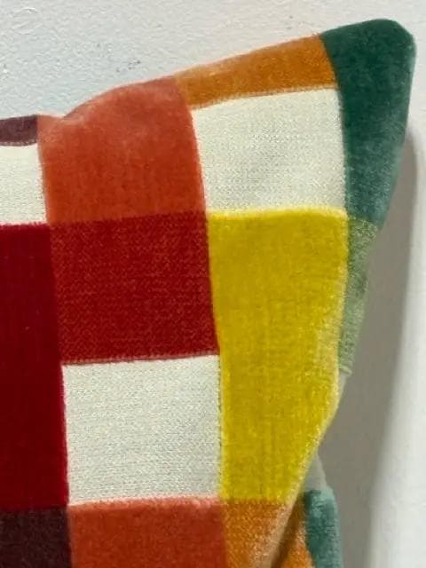 *NEW* Hibiscus Plaid Cutout Velvet Lumbar Pillow - Thumbnail 3