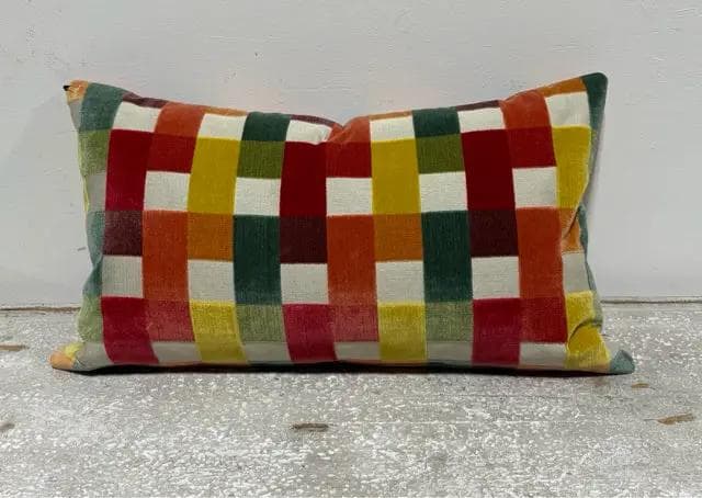 *NEW* Hibiscus Plaid Cutout Velvet Lumbar Pillow - Thumbnail 2
