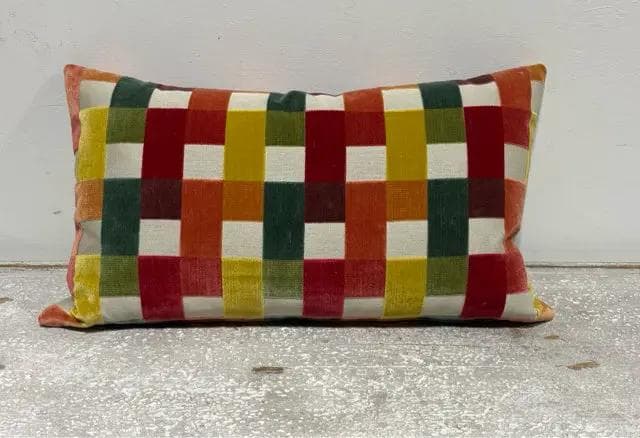 *NEW* Hibiscus Plaid Cutout Velvet Lumbar Pillow