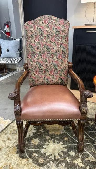 Upholstered Chairs With Leather Seats And Nailheads