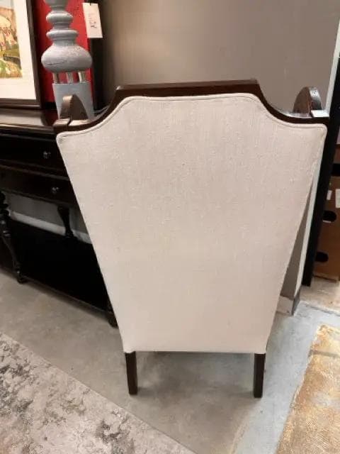Wing Back Arm Chair With Cane In White - Thumbnail 4