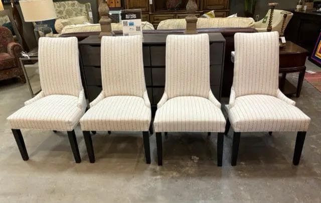 Set of 4 Hekman Tan Striped Dining Chairs