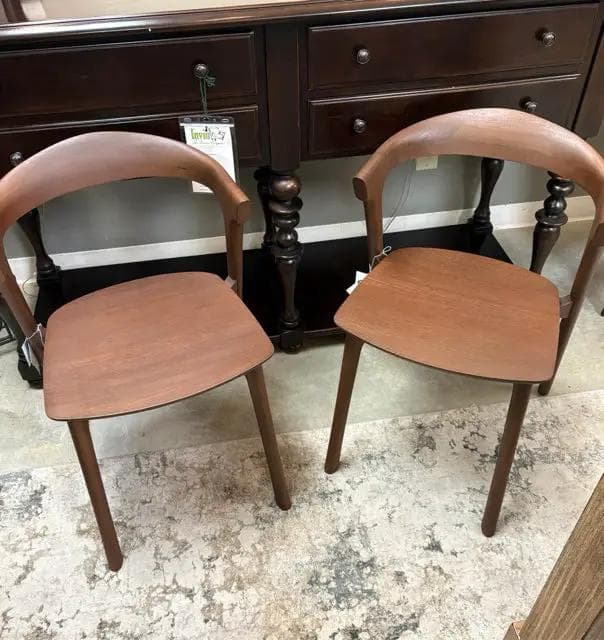*NEW* Ethinicraft Set Of 2 Dark Wood Modern Dining Chairs