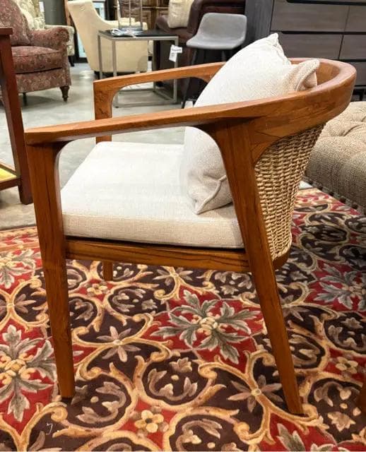 *NEW* Kao Furniture Teak Wood Chair With Rattan Back - Thumbnail 3