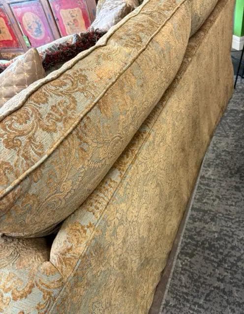 Charleston House Brown and Teal Brocade Sofa - Thumbnail 3