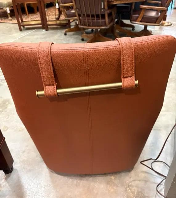 *NEW* Domkapa Orange Leather Alexander Armchair And Ottoman - Thumbnail 3
