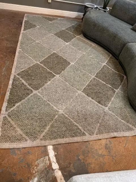 *NEW* 8' x 10' 6" Rugs & Kilim Green And Tan Textured Diamond Pattern Area Rug