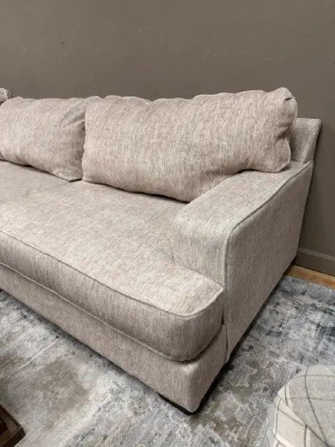 L-Shaped Sectional In An Oatmeal Velvet Fabric - Thumbnail 3